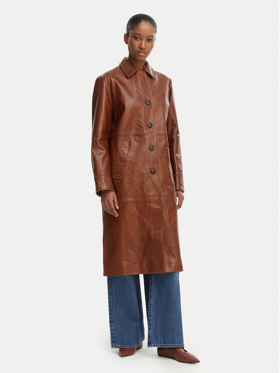 MAX&Co. MAX&Co. Шкіряний плащ Doppia 2616471021200 Коричневий Regular Fit