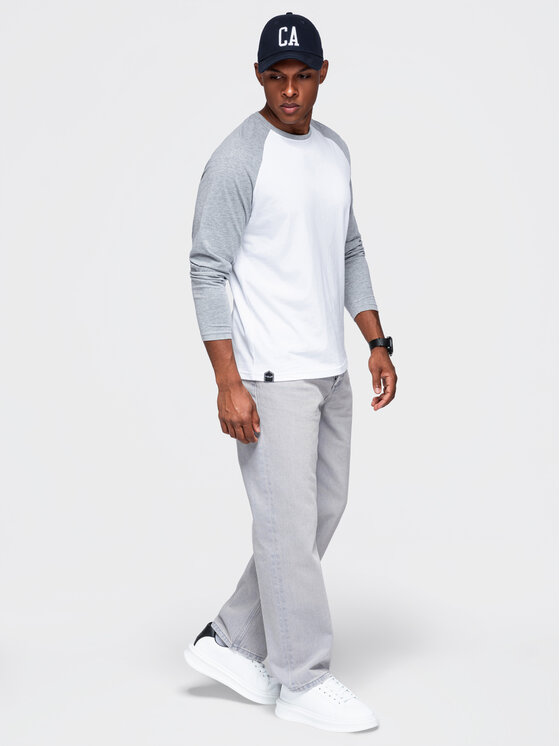 Ombre Ombre Longsleeve OM-LSCL-0141 Szary Regular Fit