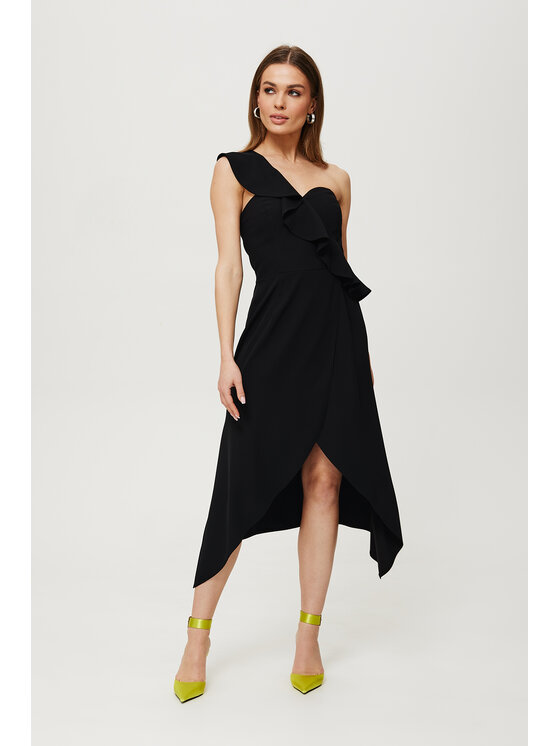 Makover Makover Koktejlové šaty K185 Černá Modern Fit