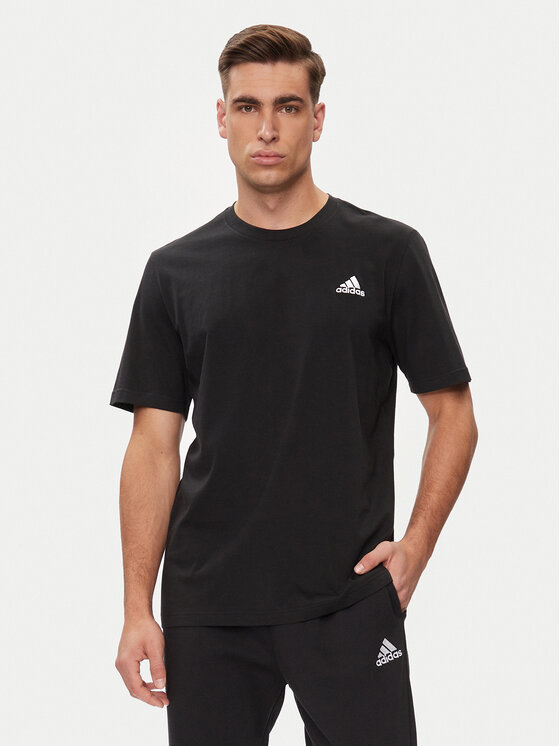 adidas adidas T-krekls Essentials Single Jersey Embroidered Small Logo T-Shirt IC9282 Melns Regular Fit
