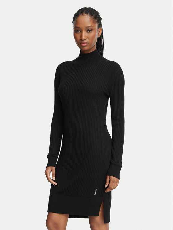 Calvin Klein Calvin Klein Strickkleid LV044H362G Schwarz Slim Fit