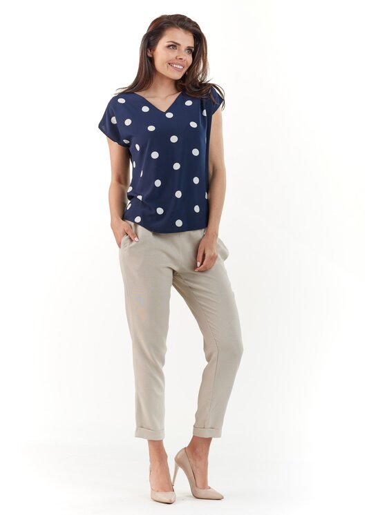 Awama Awama Bluzka A215 Granatowy Basic Fit
