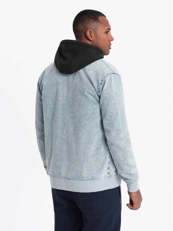 Ombre Ombre Kurtka jeansowa OM-JADJ-0163 Niebieski Regular Fit