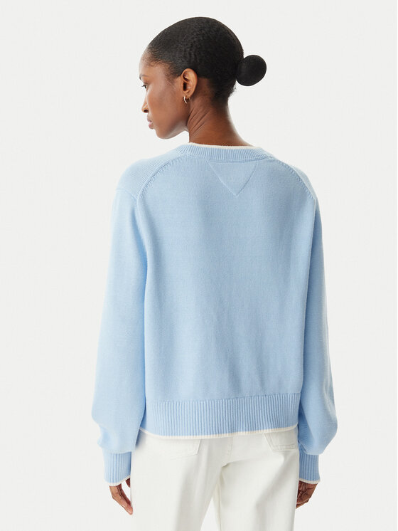 Tommy Jeans Tommy Jeans Maglione Intarsia Flag Badge DW0DW22316 Azzurro chiaro Relaxed Fit