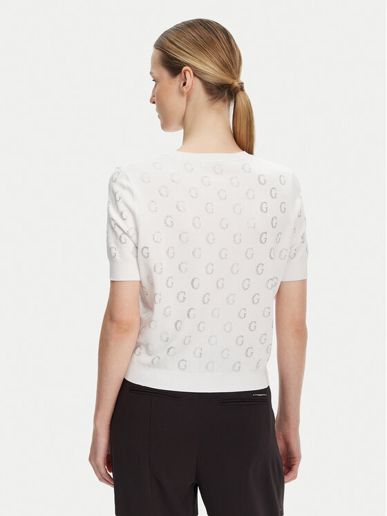 Guess Guess Pulover W5GR05 Z3D60 Alb Regular Fit