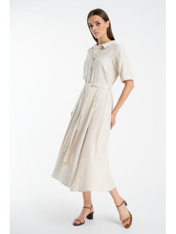 CLICK CLICK Sukienka letnia 60-6133 Beżowy Regular Fit