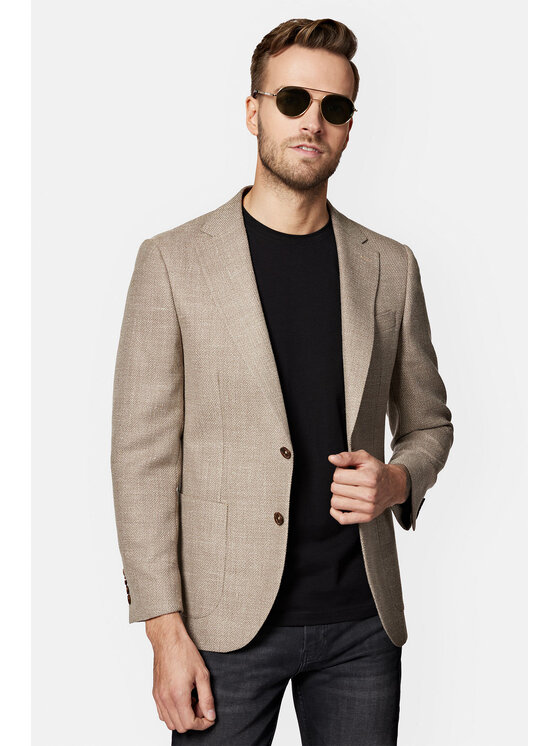 Lancerto Lancerto Marynarka Caravia MA099123000003 Beżowy Slim Fit