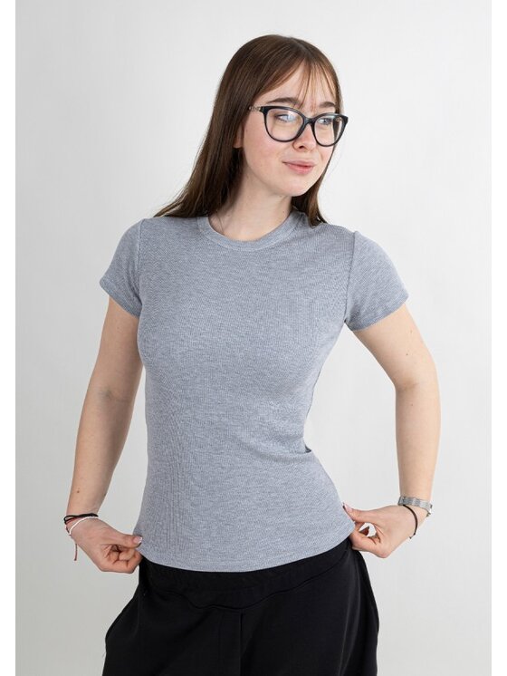 DKaren Sport DKaren Sport Bluzka DK33 Krótki Szary Classic Fit