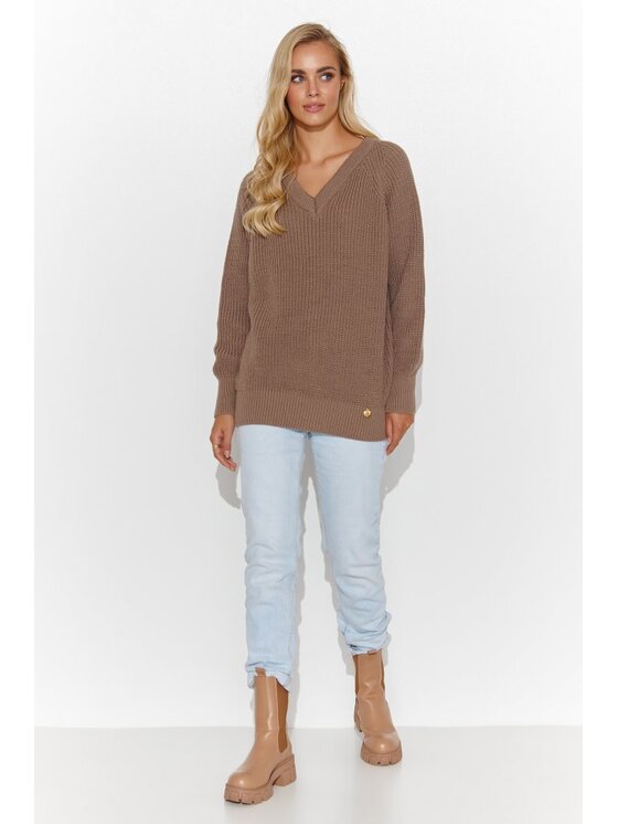 Makadamia Makadamia Sweter S140 Brązowy Regular Fit