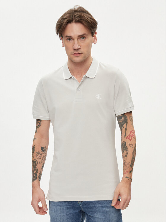 Calvin Klein Jeans Polo J30J315603 Pelēks Slim Fit