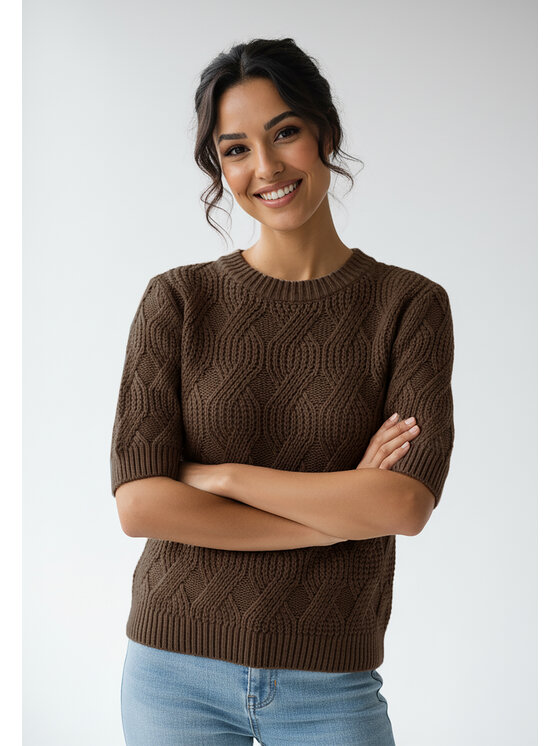 FIGL FIGL Sweter M1261 Brązowy Regular Fit