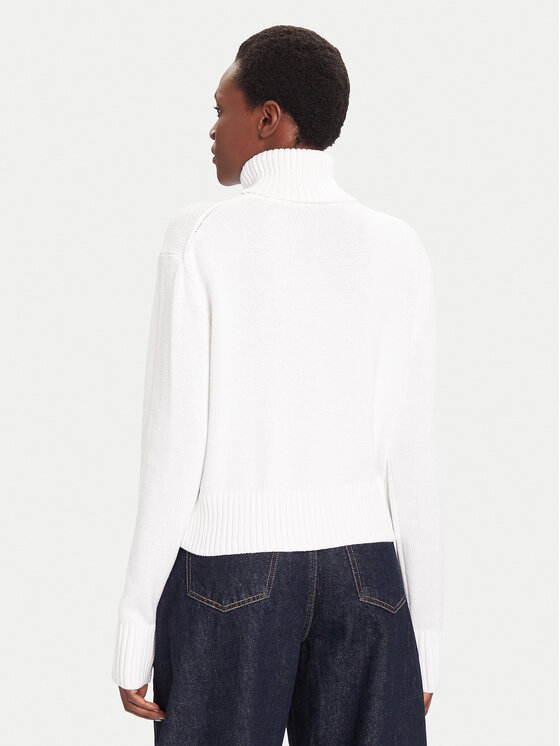 Calvin Klein Jeans Calvin Klein Jeans Rollkragenpullover Chenille LV047D354G Weiß Relaxed Fit