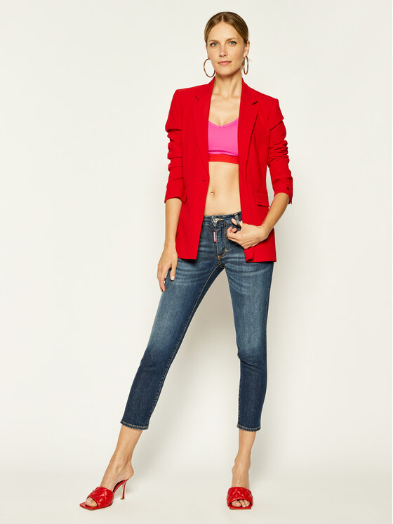 Dsquared2 Dsquared2 Džinsai Medium Waist Cropped Twiggy Jean S75LB0299 Tamsiai mėlyna Slim Fit