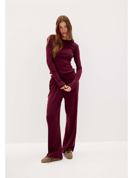 Mirons Mirons Komplet bluzka i spodnie soft Bordowy Regular Fit