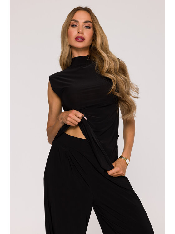 Made of Emotion Made of Emotion Komplet bluzka i spodnie M890 Czarny A-Line Fit