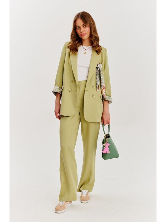 NAOKO NAOKO Spodnie materiałowe Garden Spark Zielony Regular Fit