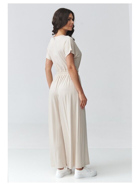 Makadamia Makadamia Kombinezon M924 Beżowy Loose Fit