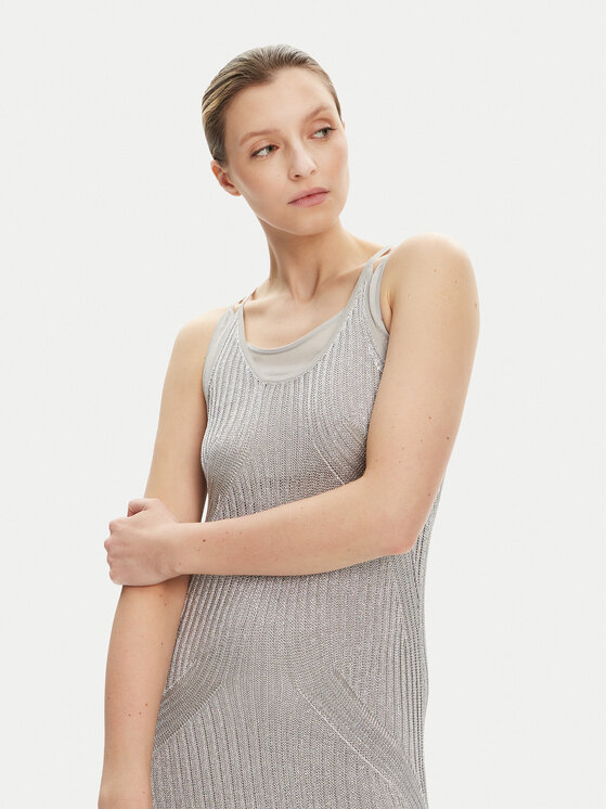 PINKO PINKO Sukienka dzianinowa Nelson 105146 A2LO Szary Regular Fit
