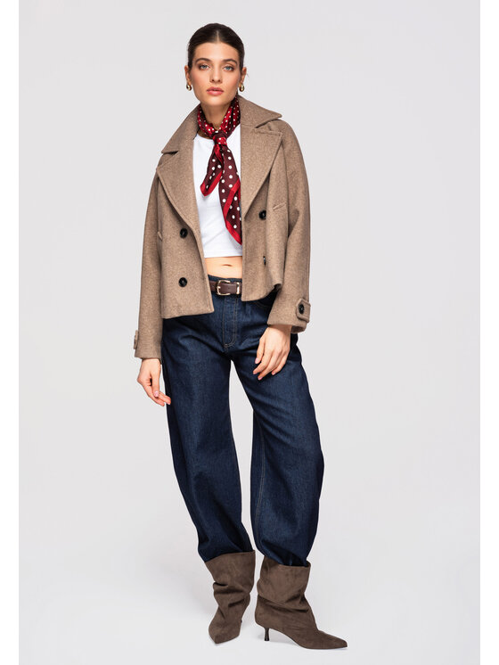 Ombre Ombre Kurtka przejściowa OW-JANP-0129 Brązowy Regular Fit
