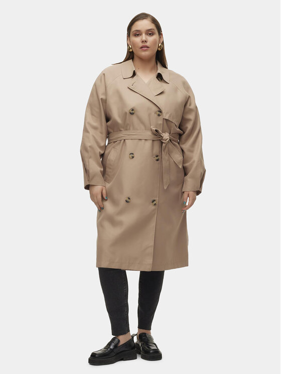 Vero Moda Curve Trenčkot Doreen 10307261 Béžová Regular Fit