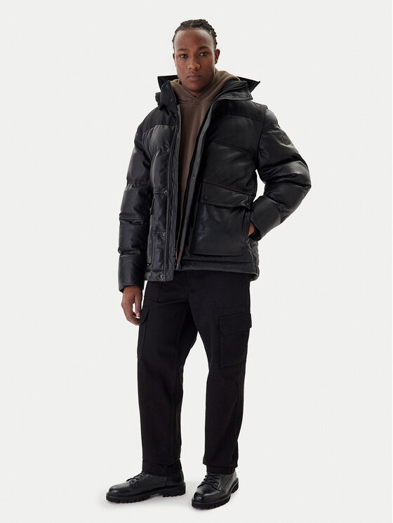 BOSS Boss Geacă de piele Jolam 50522219 Negru Relaxed Fit