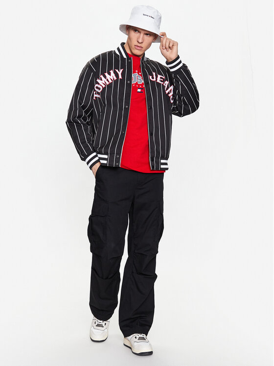 Tommy Jeans Tommy Jeans Μπόμπερ μπουφάν Pinstripe DM0DM15917 Μαύρο Relaxed Fit