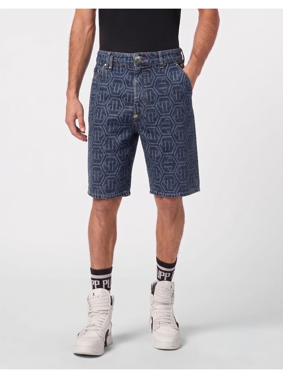 PHILIPP PLEIN PHILIPP PLEIN Džínové šortky 31793 Modrá Loose Fit