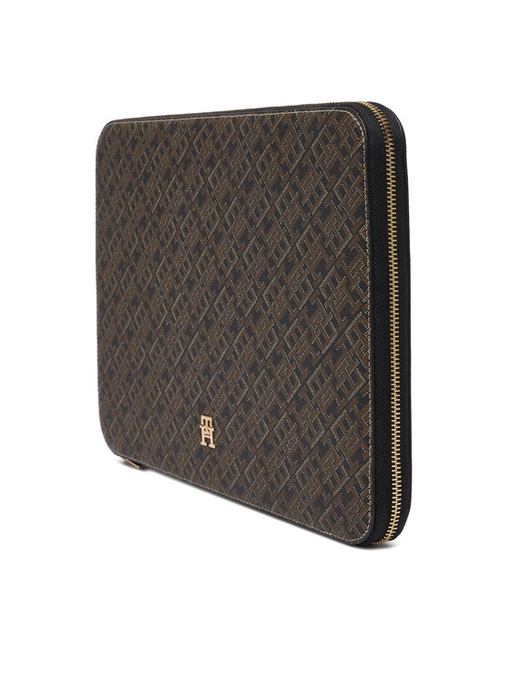 Tommy Hilfiger Tommy Hilfiger Etui pentru laptop Th Icon Laptop Case Mono Print AW0AW18929 Negru