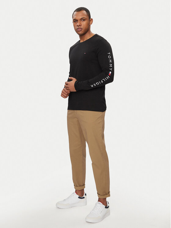 Tommy Hilfiger Tommy Hilfiger Longsleeve Logo Tee MW0MW09096 Μαύρο Regular Fit