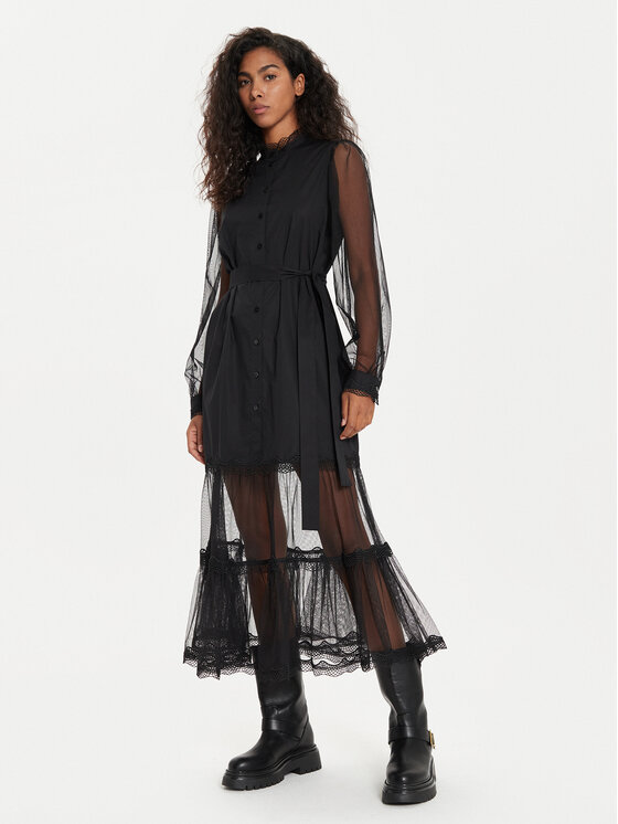 TWINSET TWINSET Koktel haljina 241TT2040 Crna Regular Fit