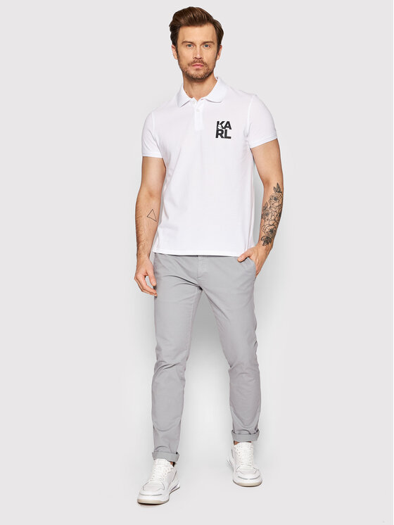 KARL LAGERFELD KARL LAGERFELD Polo KL22MPL01 Biały Regular Fit