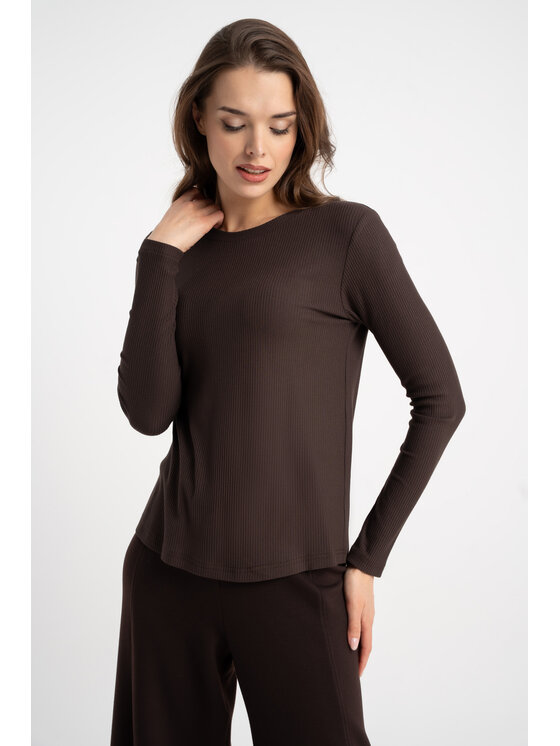 CLICK CLICK Μπλουζάκι 10-6958 Καφέ Fitted Fit