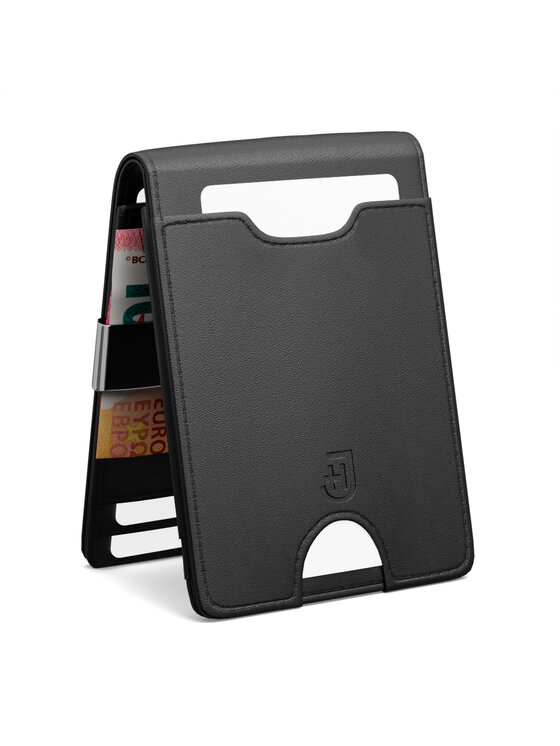 Mały Portfel Męski James Hawk, Czarny, Męski skórzany portfel slim z RFID