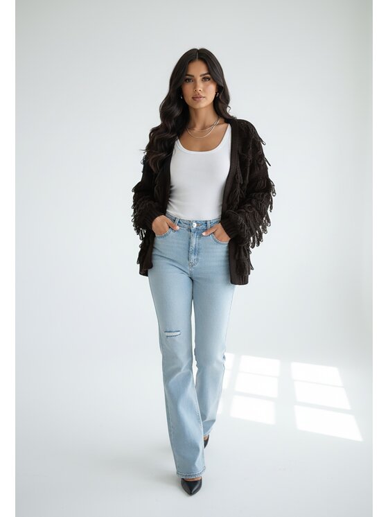 FIGL FIGL Kardigan M1259 Hnědá Regular Fit