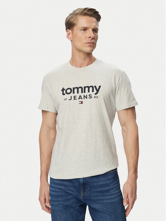 Tommy Jeans Tricou Graphic DM0DM23376 Gri deschis Slim Fit
