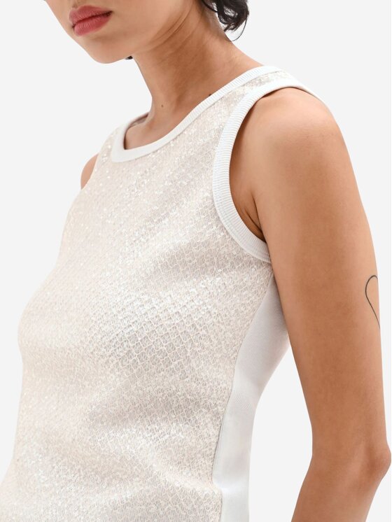 Rinascimento Rinascimento Τοπ Canotta con paillettes all over Λευκό Regular Fit