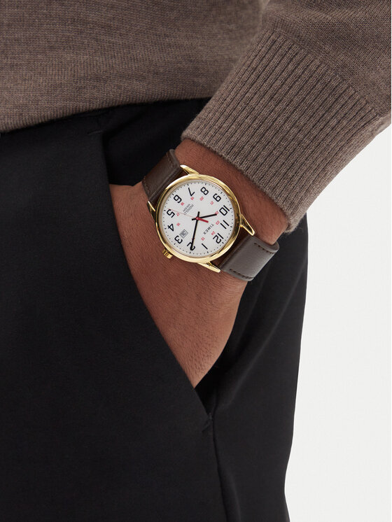Timex Timex Zegarek Easy Reader® Classic TW2Y12700 Brązowy