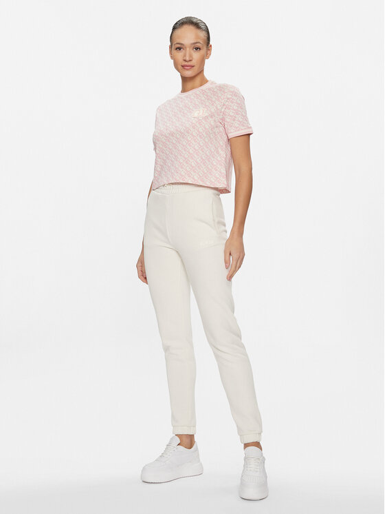 Guess Guess Marškinėliai Logomania Crop Tee V4RI03 J1314 Rožinė Cropped Fit