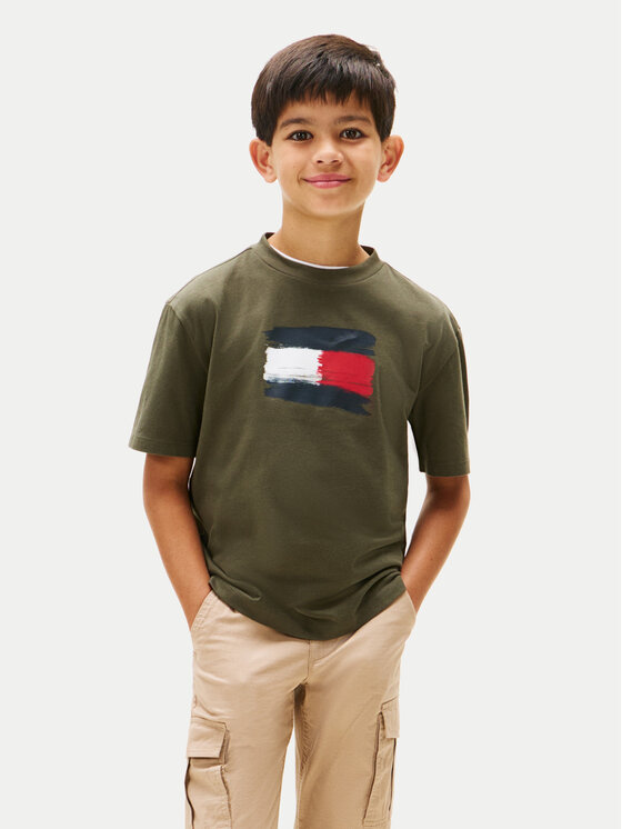 Tommy Hilfiger Tommy Hilfiger Marškinėliai Flag Archive KB0KB10111 Žalia Regular Fit