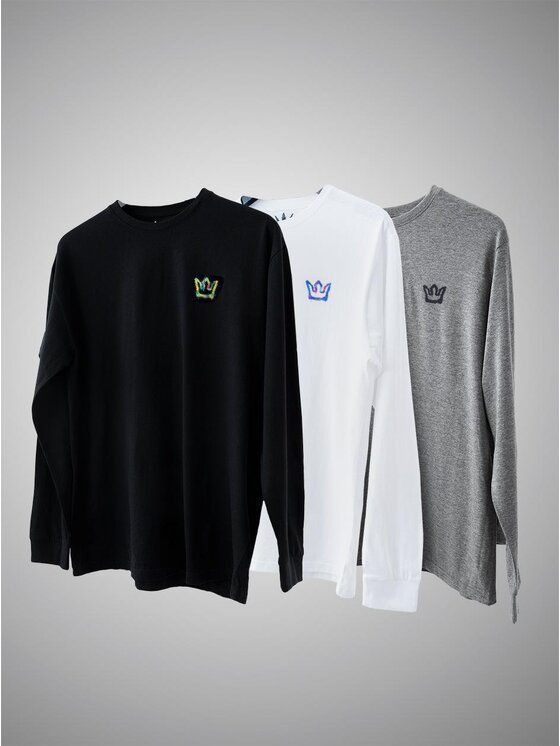 Jigga Wear Jigga Wear Longsleeve Zestaw 3 Koszulek Z Długim Rękawem Czarna / Szara / Biała Jigga Wear Mini Spray S Czarny Regular Fit