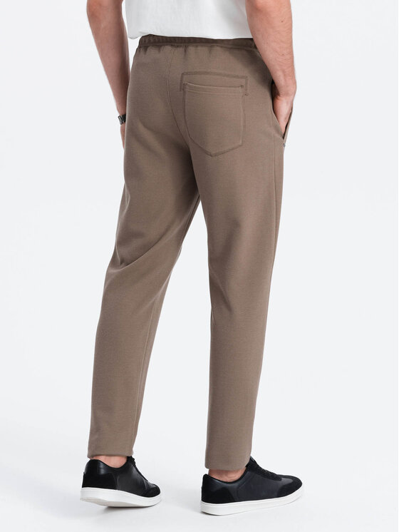 Ombre Ombre Spodnie dresowe OM-PASK-0166 Brązowy Carrot Fit