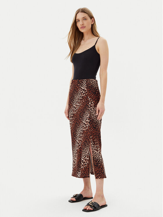 Pieces Pieces Midi sukňa Nya 17147811 Hnedá Regular Fit