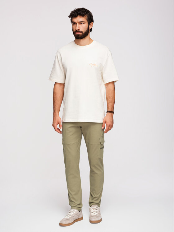 Ombre Ombre Spodnie cargo P1517 Zielony jasny Straight Fit