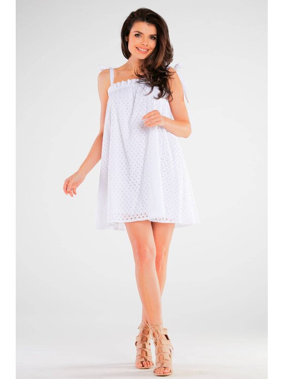 Awama Awama Sukienka letnia A434 Biały Basic Fit