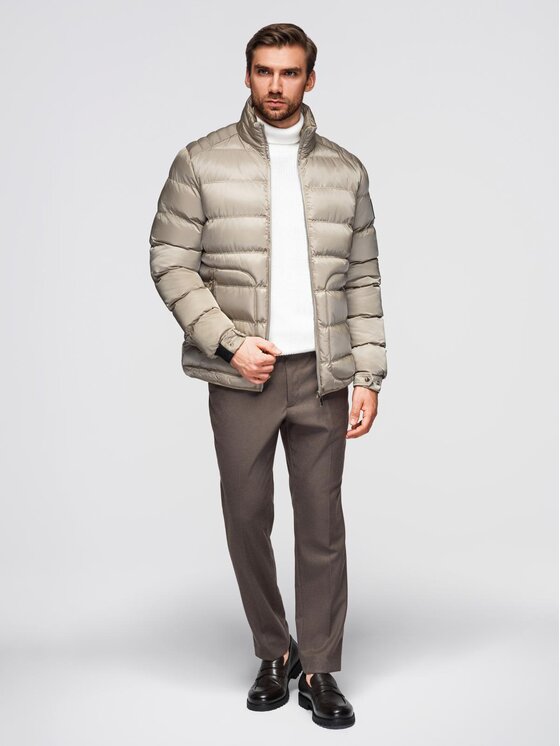 Ombre Ombre Kurtka przejściowa OM-JALP-0218 Szary Regular Fit