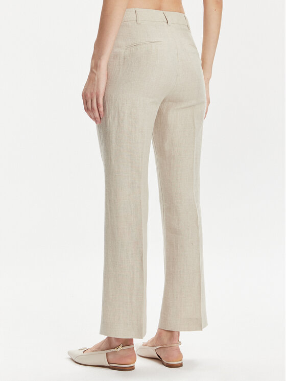 Marella Marella Kalhoty z materiálu Muschio 2413131272 Écru Regular Fit