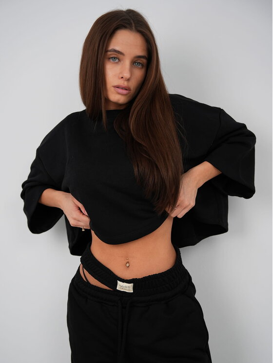 MissDenim MissDenim T-Shirt Crop Top Czarny Oversize