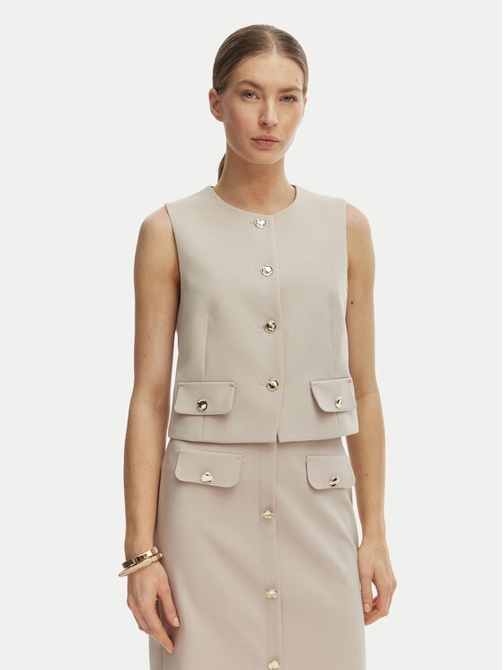 Rinascimento Rinascimento Obleková vesta CFC0128265003 Béžová Slim Fit