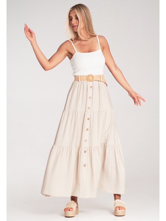 FIGL FIGL Maxi sukňa M1222 Béžová Straight Fit
