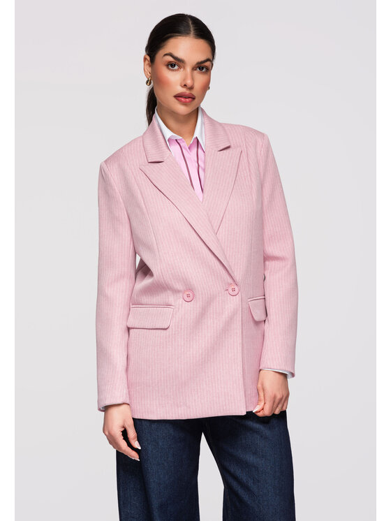 Ombre Ombre Marynarka OW-BLZB-0113 Różowy jasny Slim Fit